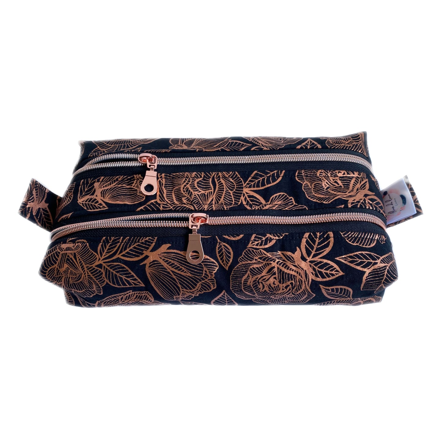 Pochette à crayons - Noir et or rose